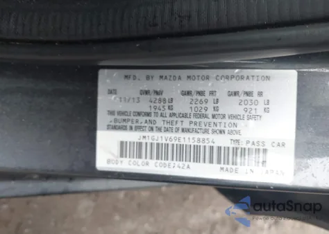 2014 Mazda Mazda6 I Touring из США, поврежденный, VIN JM1GJ1V69E1158H54